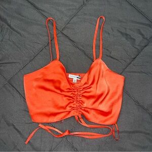 Fashion Nova Vibrant Deep Orange Satin Crop Top